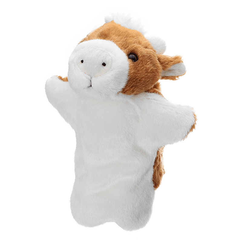 27CM Stuffed Animal Cow Hand Puppet Classic Children Figure Puppet Toys Plush