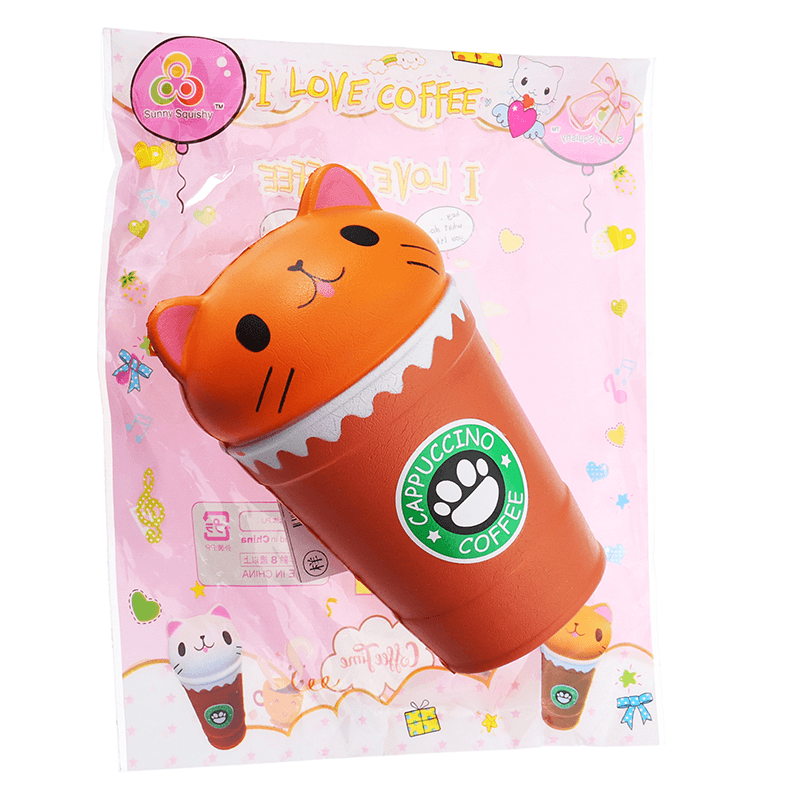 Sunny Squishy Cat Coffee Cup 13.5*8.5CM Slow Rising Soft Animal Toy Gift with Packing