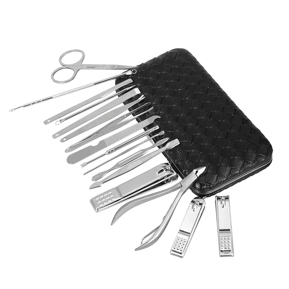 16Pcs Stainless Steel Manicure Pedicure Set Nail Tools with Bag