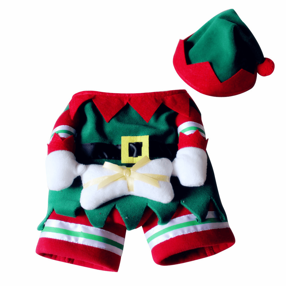 Mascota Perro y Gato Traje de Navidad Papá Noel Vestirse Ropa de fiesta Ropa con sombrero