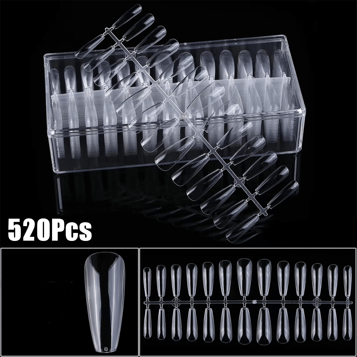 520Pcs Trapezoid Nail Mold Nail Folds Full Nail Patch Nail Tips