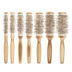 7 Pro round Brush Curly Hair Roller Brush Natural Wood Hairbrush Comb Salon Tools