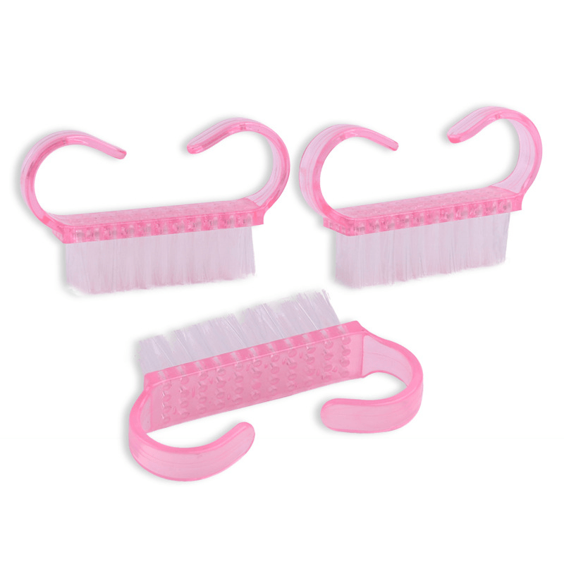 6Pcs Plastic Nail Dust Clean Cleaning Brush Pedicure round Head Cleaning Brush Nail Accesories Tool