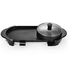 2 in 1 Multi-Function Separation Barbecue Pan Hot Pot Non-Stick Grill Roasting Pan Electric Skillet