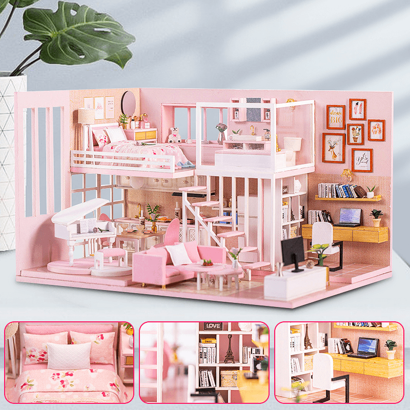 Multi-Style 3D Wooden DIY Assembly Mini Doll House Miniature with Furniture Educational Toys for Kids Gift