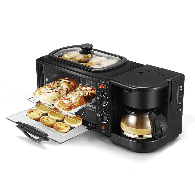 3 in 1 Electric Breakfast Maker Multifunction Coffee Maker Frying Pan Mini Oven Bread Pizza Oven