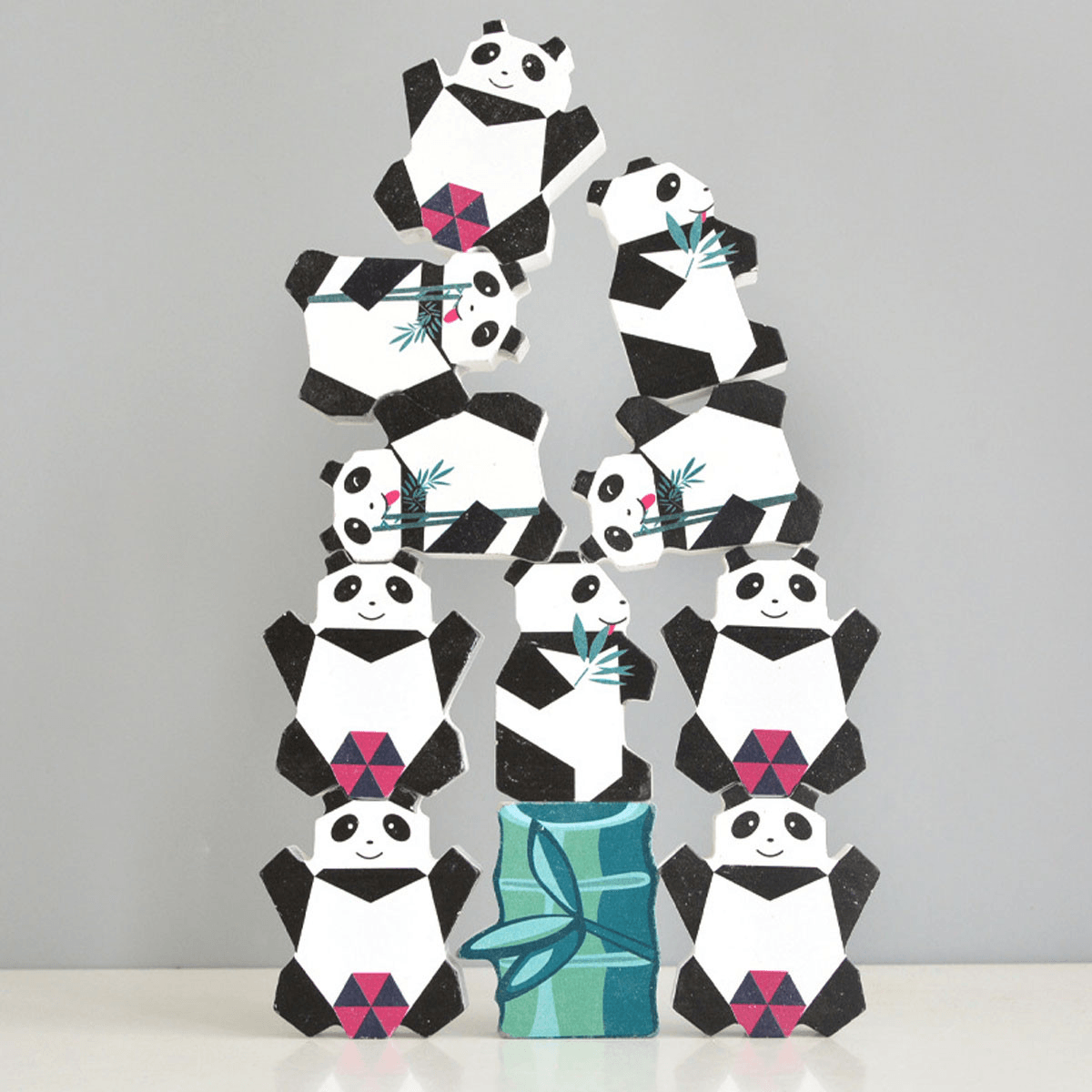 11/13 Pcs Creative Panda Dinosaur Wooden Stacking Game Building Blocks Early Educational Toy for Kids Gift