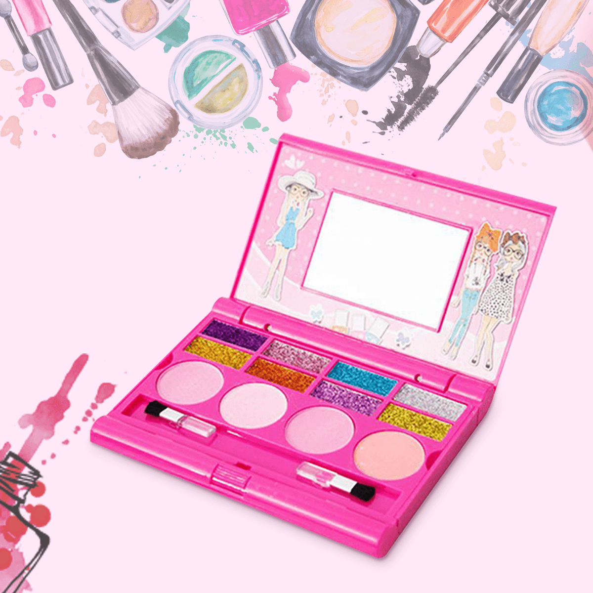 Princess Makeup Set for Kids Cosmetic Girls Kit Miniature Eyeshadow Lip Gloss Blushes Beauty Decoration Toys