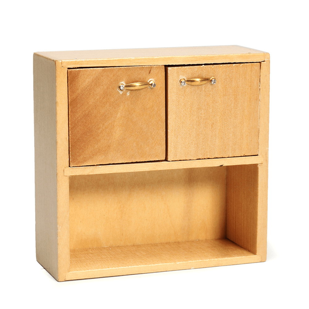 1:12 Puppenhauszubehör Holzmöbel Schrank Schrank mit 4 Abschnitten