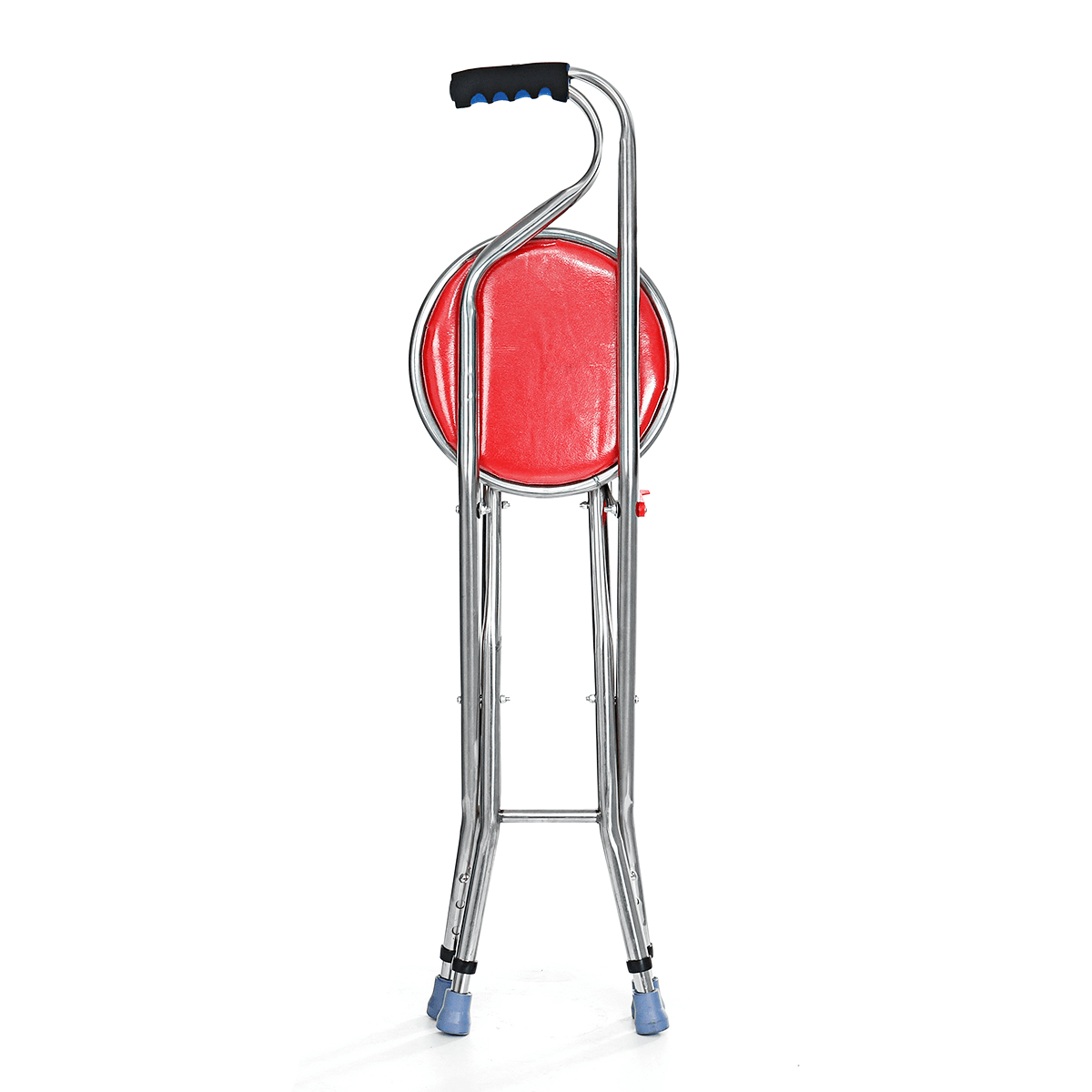 Adjustable Height Folding Stainless Steel Cane Chair Seat Portable Walking Stick