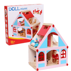 Wooden Delicate Dollhouse with All Furniture Miniature Toys for Kids Children Pretend Play