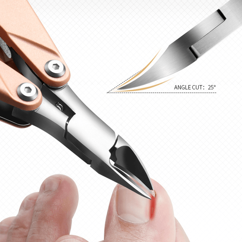 Anself Nail Clippers 3 in 1 Professional Portable Stainless Steel Fold Nail Toenail Nippers for Thick and Ingrown Toenails