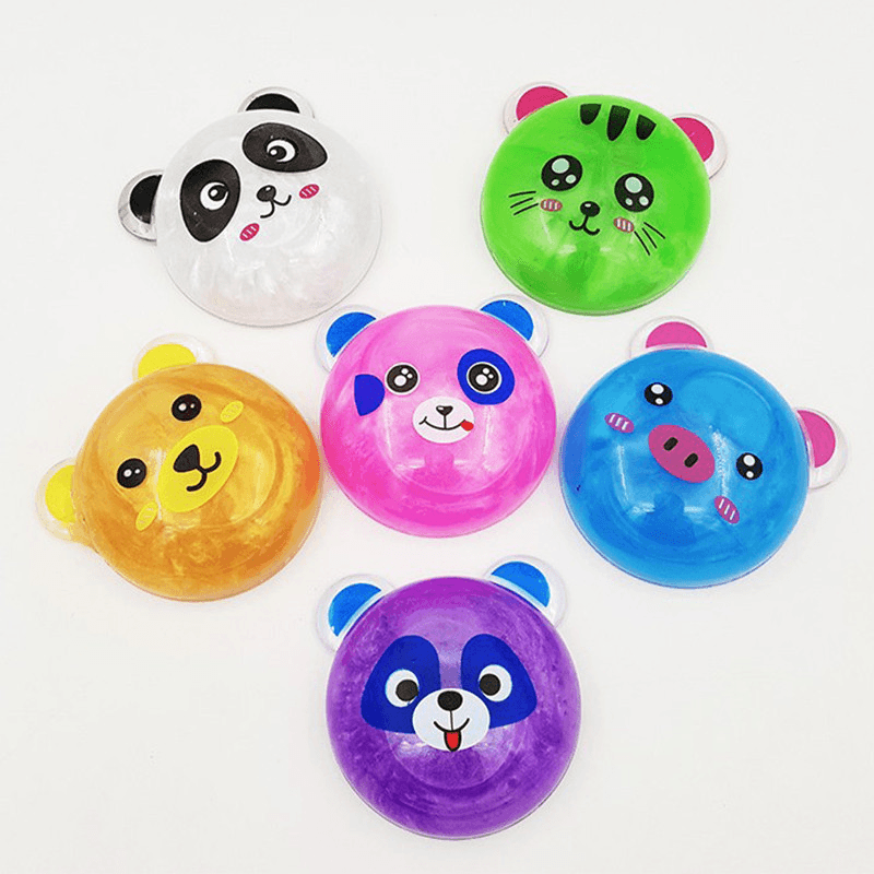 6PCS DIY Colorful Animals Slime 8Cm Crystal Mud Putty Plasticine Blowing Bubble Toy Gift