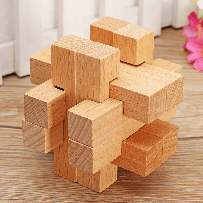 Kong Ming Lock Toys Kinder Kinder bauen 3D Puzzle Cube Challenge IQ Brain Holzspielzeug zusammen