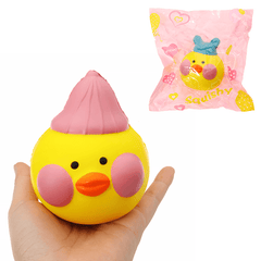 Gelbe Ente Squishy, ​​10 x 8,5 x 9 cm, langsam aufsteigend, mit Verpackung, Sammlung, Geschenk-Stofftier