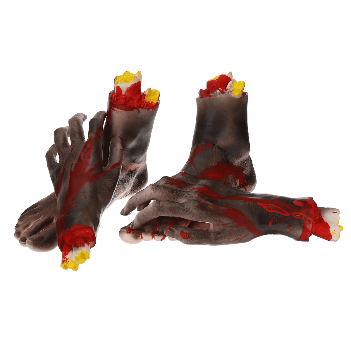 1 Pair of Hands/Feet Vinyl Halloween Horror Broken Hands Realistic Scene Decoration Props Tricky Toy