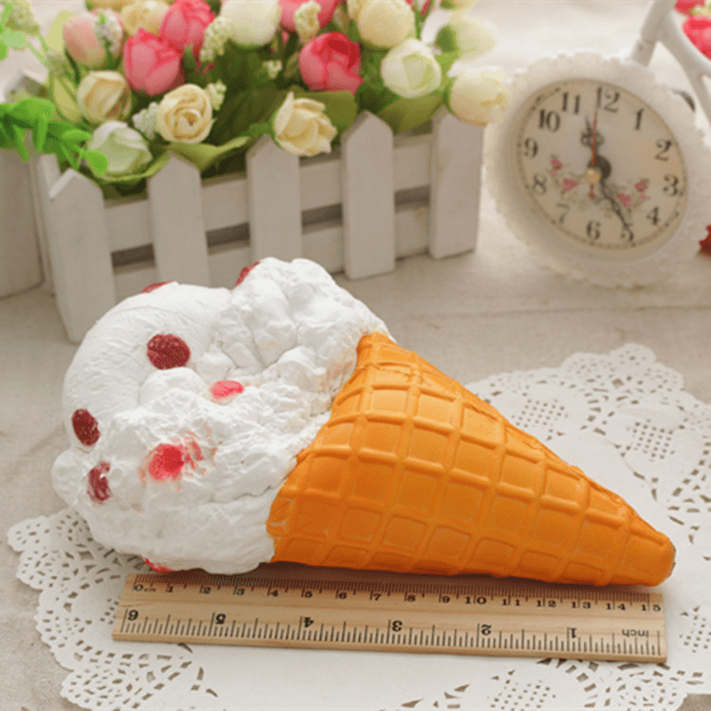 Squishy Jumbo Ice Cream Cone 19Cm Slow Rising White Pink Toy Collection Gift Decor