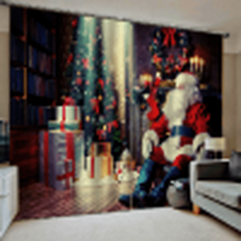 132*160Cm Christmas Printed Curtains Blackout Window Curtains for Living Room Christmas Decoration