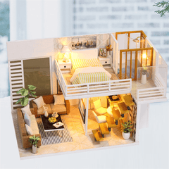 Iiecreate K031 Simple and Elegan DIY Doll House with Furniture Light Cover Gift Toy