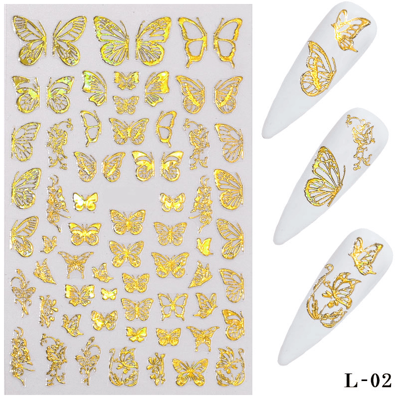 3D Holographic Nail Art Stickers Colorful DIY Butterfly Nail Transfer Decals