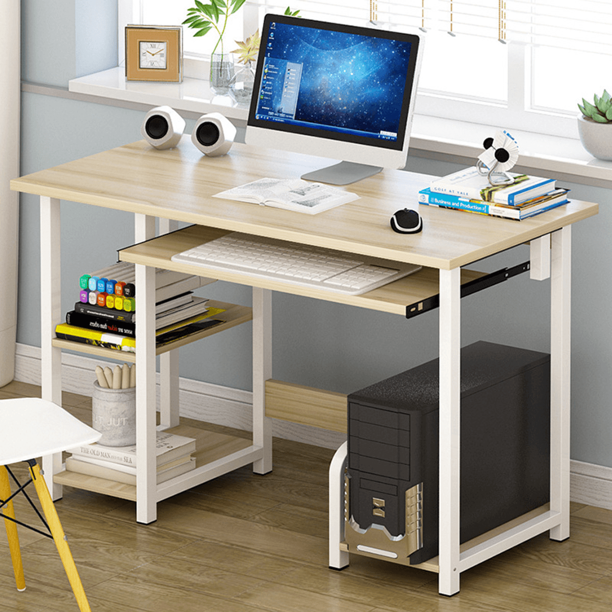 Computer Desk Desktop Desk Modern Home Desk Simple Student Desk Combination Writing Desk with Shelves