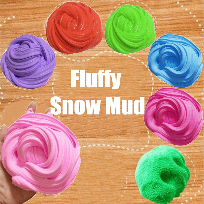 Fluffy Snow Mud Slime Colorful Color Random Kids Sludge Toy No Borax Stress Relief