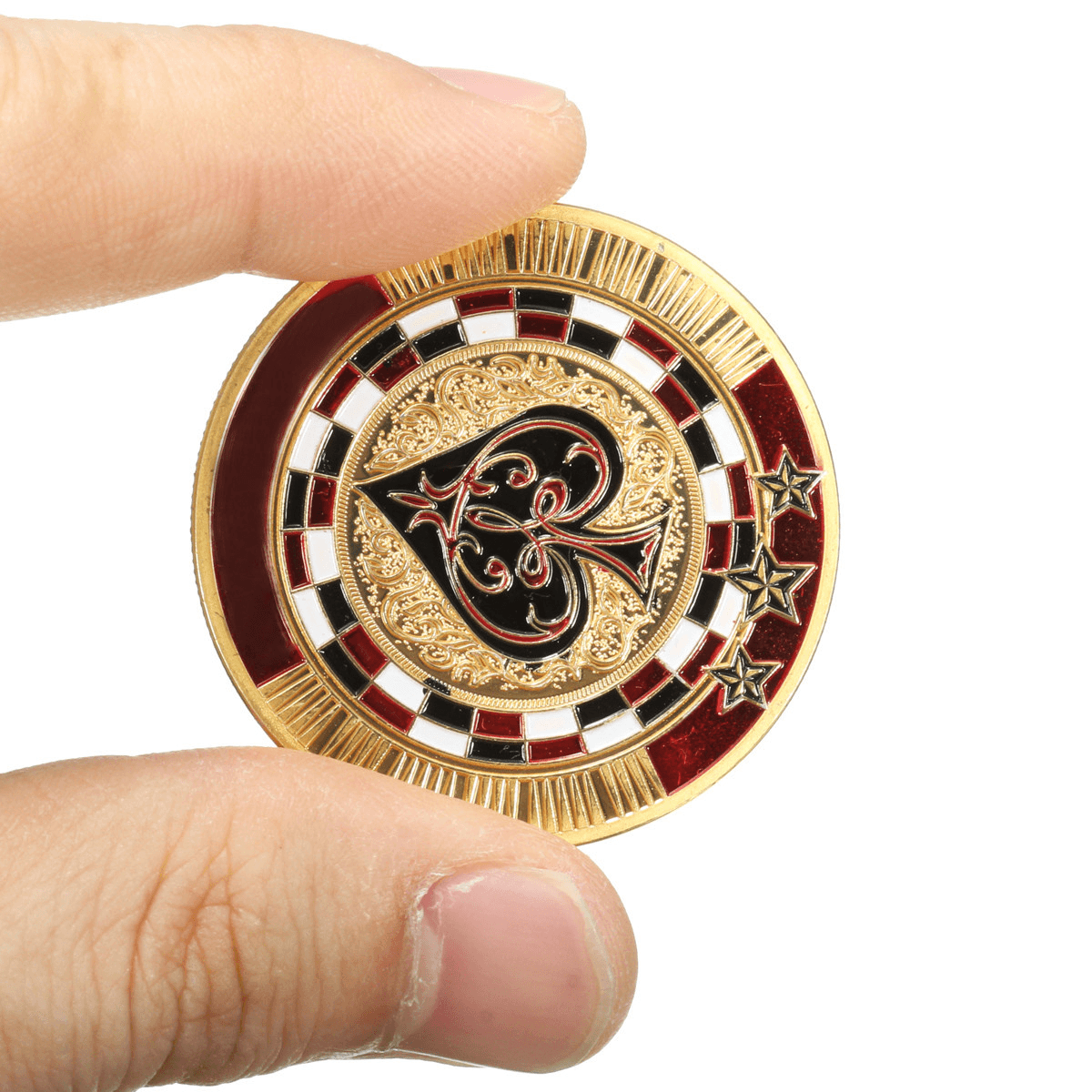 Metal Poker Guard Card Gold Plated with round Plastic Case Protector Coin Chip