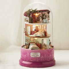 Beautiful Cabins DIY Doll House Miniature Rotating Music Kit with Transparent Cover Musical Core Gift(Meet at the Corner/Snowy Wonderland/Garden Diary/Dream of Sky/Forest Whim)