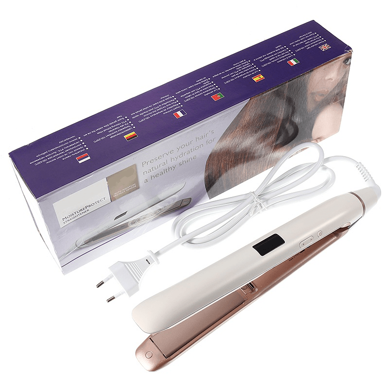 2 in 1 Hair Straightener Ceramic Temperature Control Flat Iron Digital anti Static