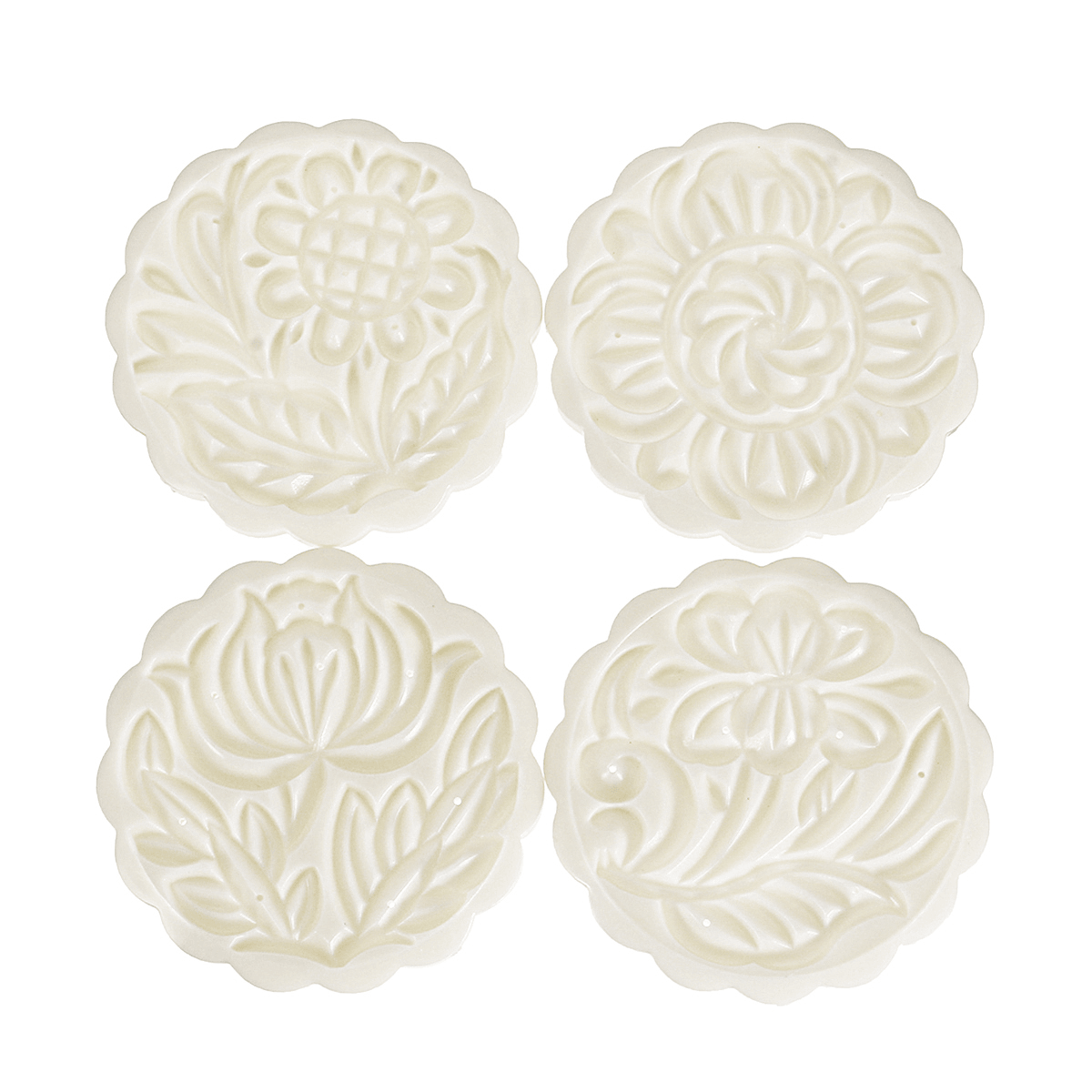 4 Sets Mooncake Pastry Press Mold 100G 50G DIY Flower Pattern Mould Decor W/ 20 Stamps round Square