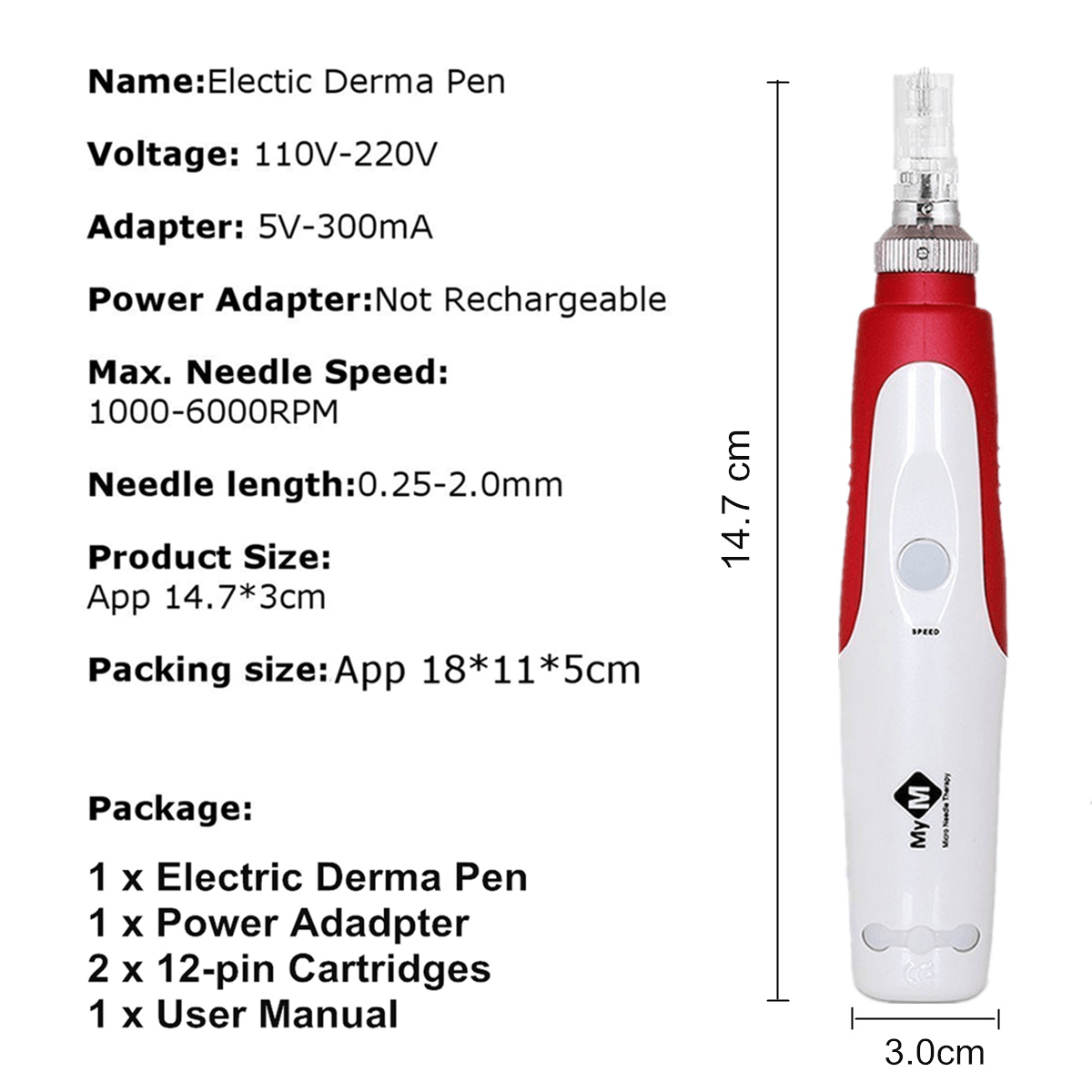 Anti Aging Electric Pen Stamp Auto Facial Micro Needle Roller Skin Acne Remove Beauty Machine