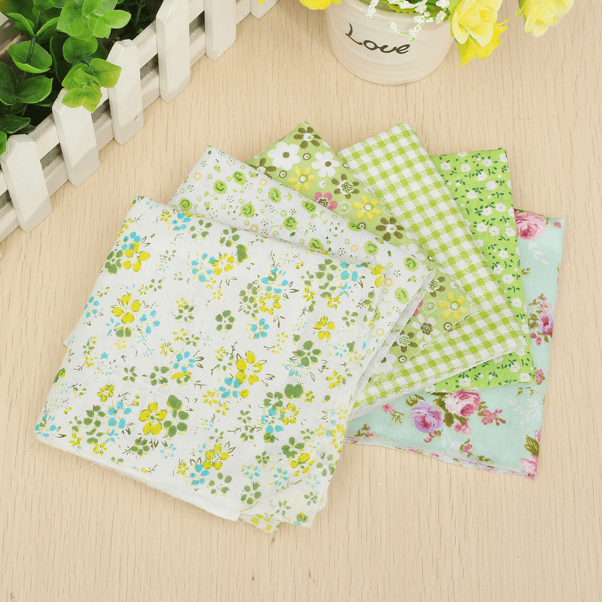 6PCS 10" Squares Quilt Fabric for DIY Craft Pre Cut Cotton Fabric Patchwork