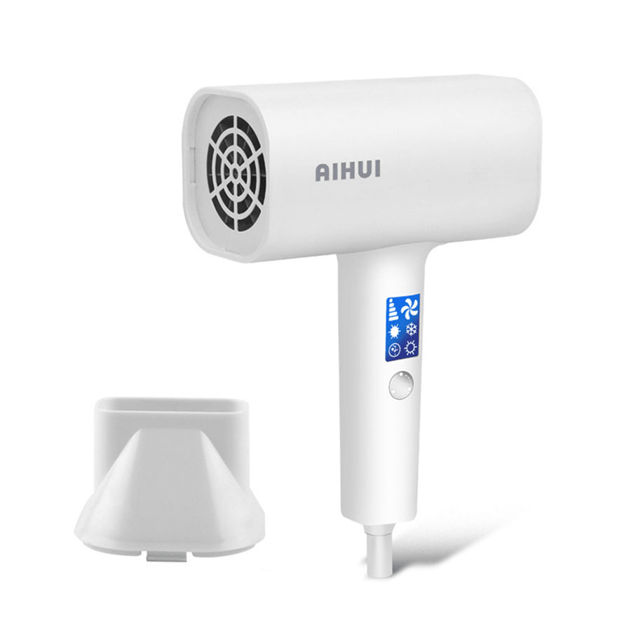 AIHUI Tragbarer Haartrockner, 220 V, 1800 W, intelligente Frequenzumwandlung, Wind, intelligentes LCD-Display, weiß, 3 in 1, 50 Hz, blau, Negativ-Ionen-Friseursalon, Zuhause, Reisen