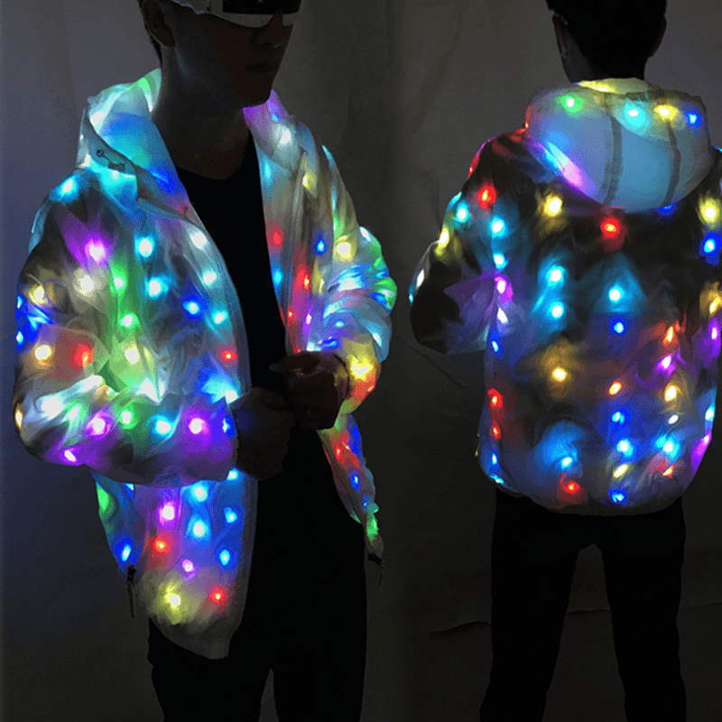 Bunte LEDs Halloween Party Licht Abrigo Chaqueta Coole Kleidung Tanzmantel