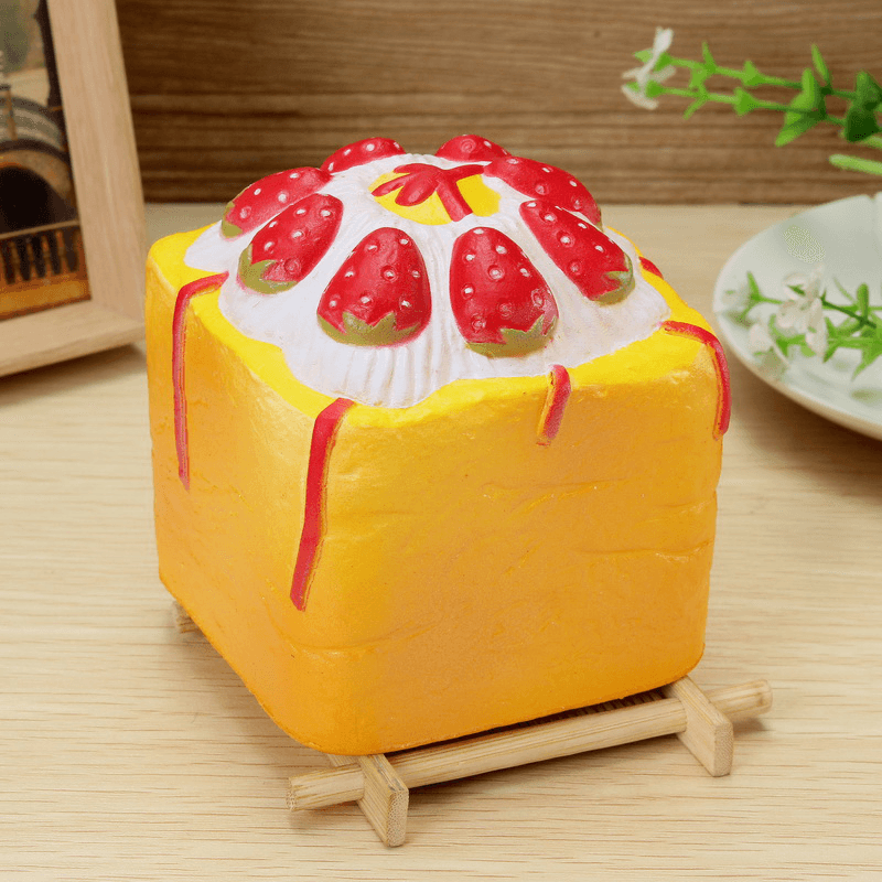 Vlampo Squishy Jumbo Strawberry Cup Cake Cube Licensed Slow Rising with Packaging