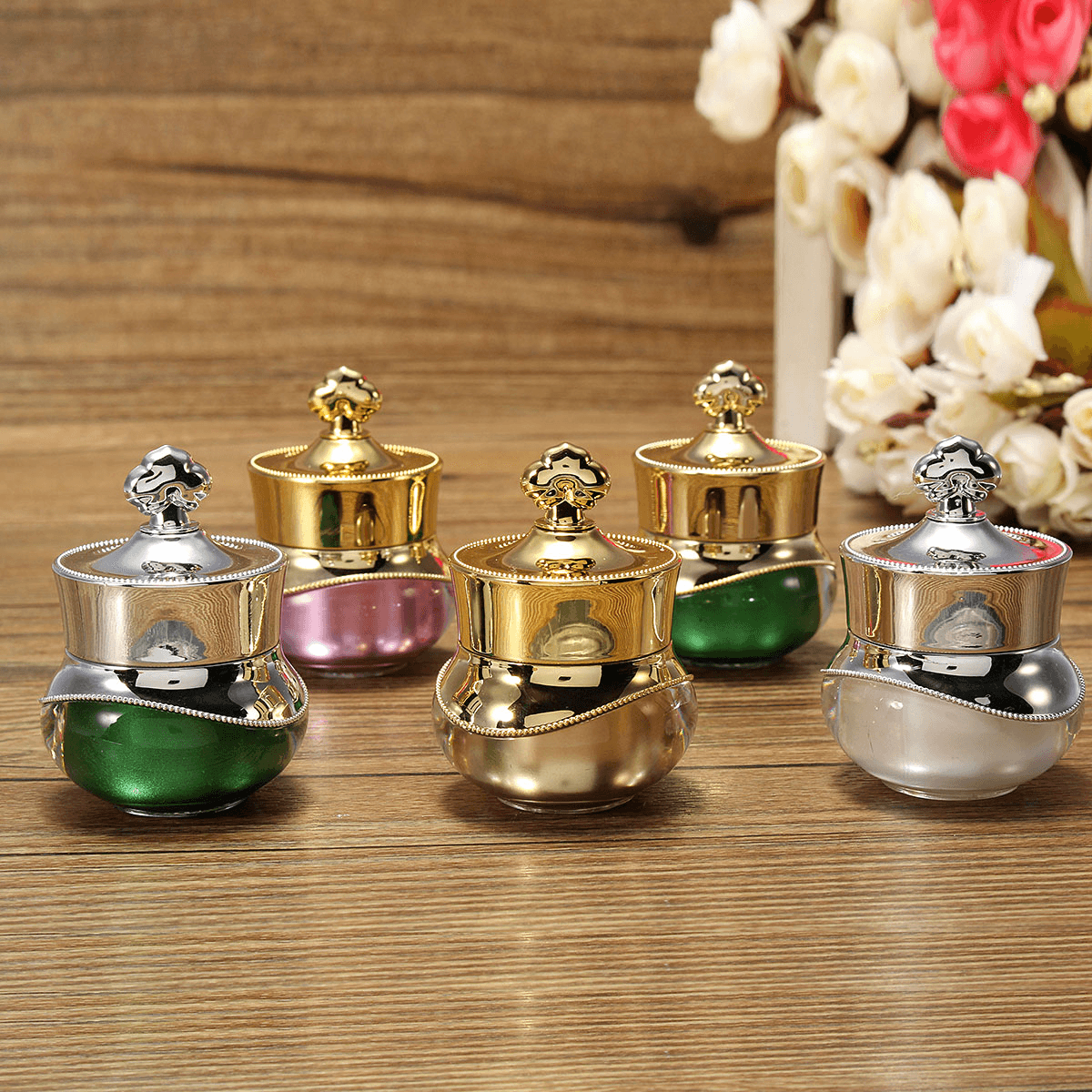 4 Colors Crown Eye Cream Empty Refillable Bottle Container Nail Art Makeup 5G