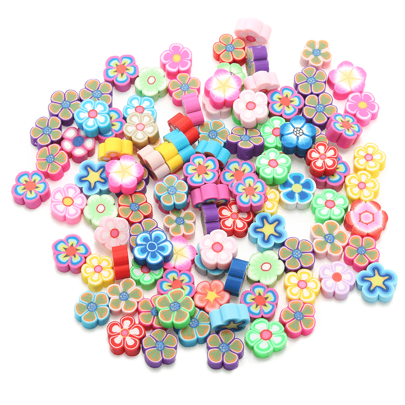 100PCS DIY Slime Accessories Decor Fruit Cake Flower Polymer Clay Toy Nail Beauty Ornament