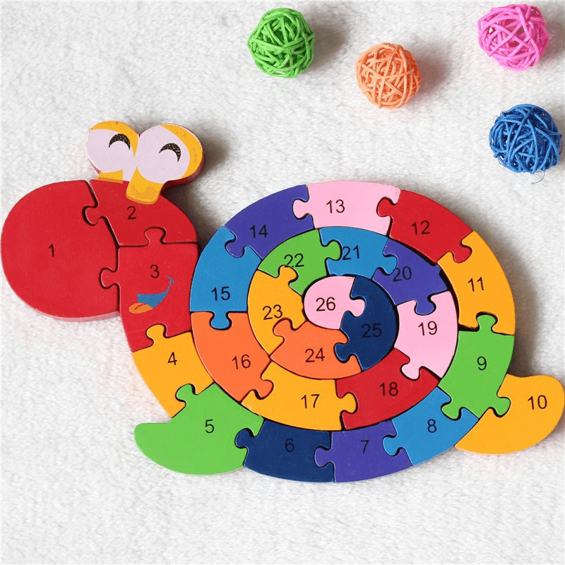 Bloques de construcción educativos para niños con letras Multicolor de 26 uds, rompecabezas de juguete de caracol para regalo de niños