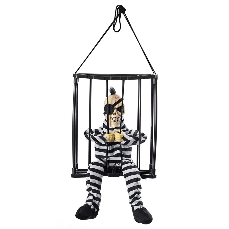 Halloween Party Home Decoration Voice Cage Ghosts with Music Glowing Horrid Scare Scene Toys Props