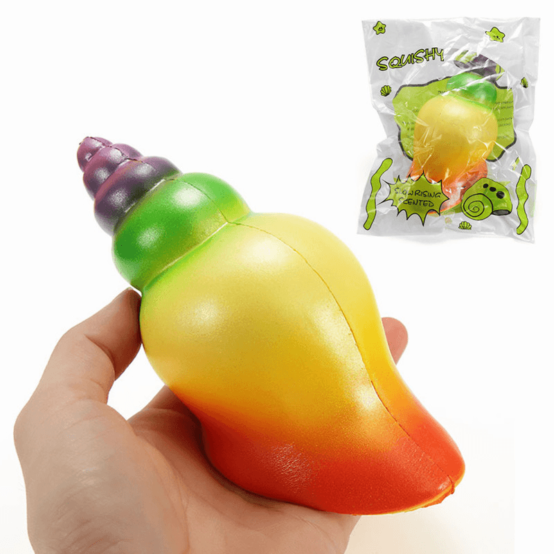 Squishy Rainbow Conch 14Cm Slow Rising with Packaging Collection Gift Decor Soft Squeeze Toy