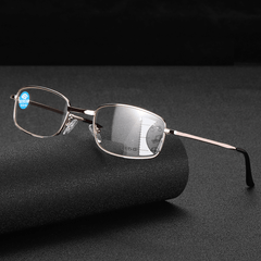 Anti-Ermüdungs-Progressive Multi-Fokus-Lesebrille, faltbarer Metallrahmen, Anti-Blau-Mini-Vintage-Lesebrille