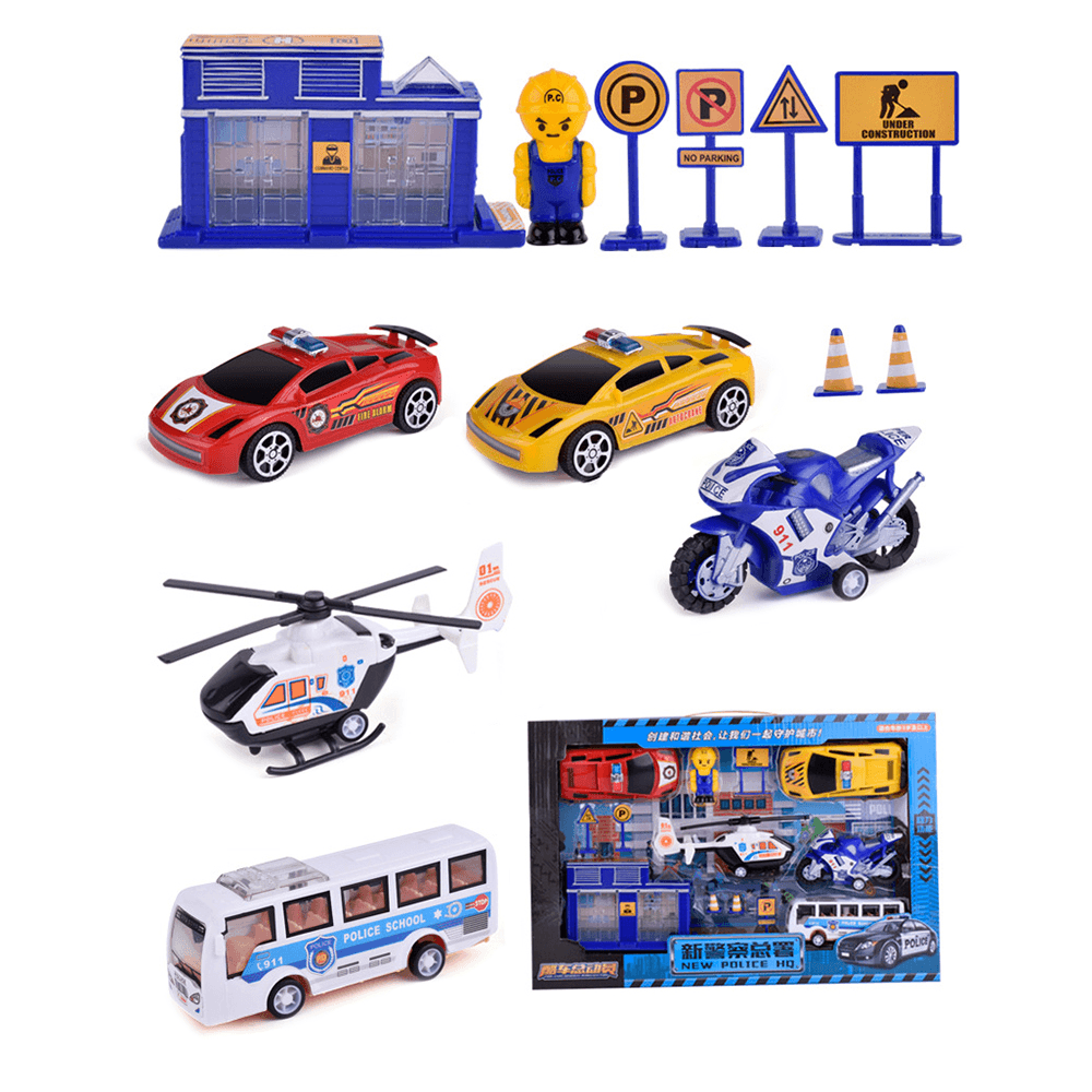 Multiple Styles Engineering Military Aviation Sanitation Fire Truck Car Diecast Model Toy Set for Kid Gift