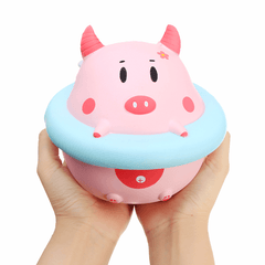 Yunxin Squishy Jumbo Piggy 16Cm Pig Wearing Lift Buoy Slow Rising Cute Collection Gift Decor Toy