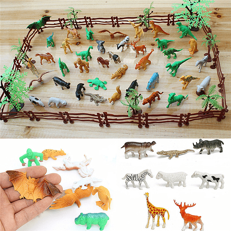 68PCS Kunststoff Bauernhof Hof Wilde Tiere Zaun Baum Modell Kinder Spielzeug Figuren Spielen Neue