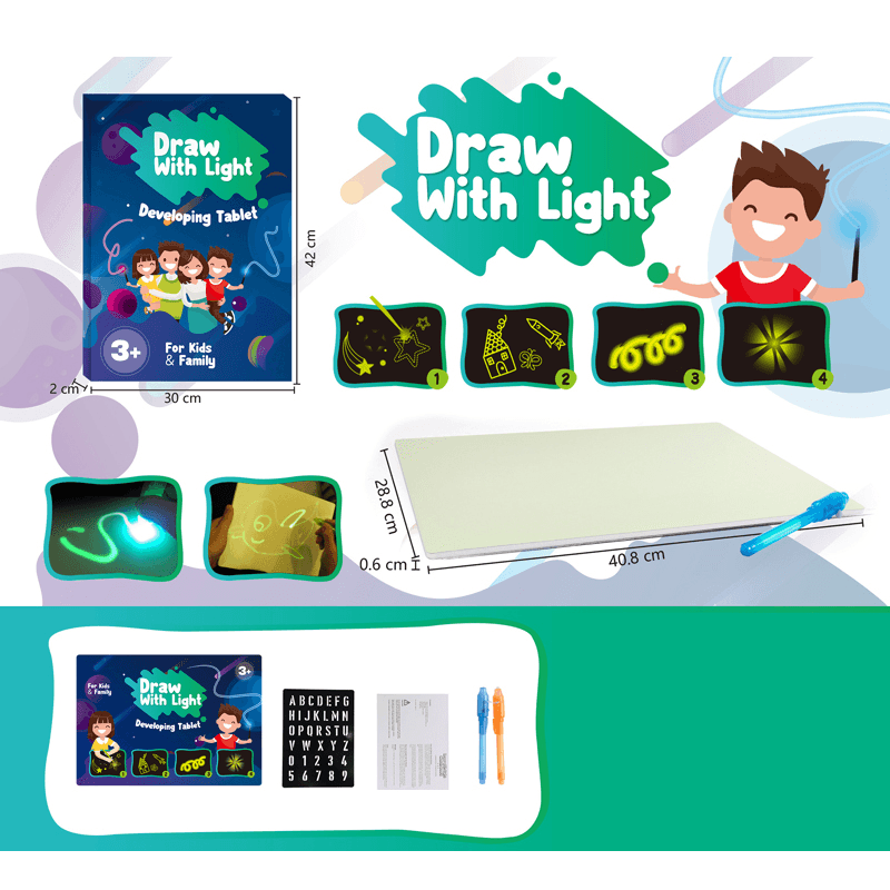 A3 Size 3D Children'S Luminous Drawing Board Toy Draw with Light Fun for Kids Family