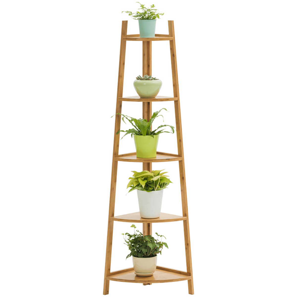 3/5 Tiers Corner Flower Pot Stand Plant Display Planter Wooden Shelf Rack Garden