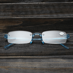 Blue Rimless Light Presbyopic Reading Glasses Fatigue Relieve Strength 1.0 1.5 2.0 2.5 3.0