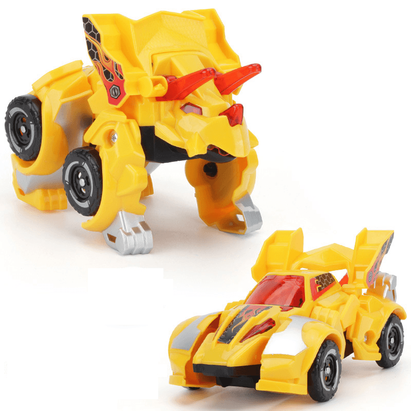 Electric Transformed Dinosaur Chariot Car Diecast Model Toy with LED Lights for Kids Gift