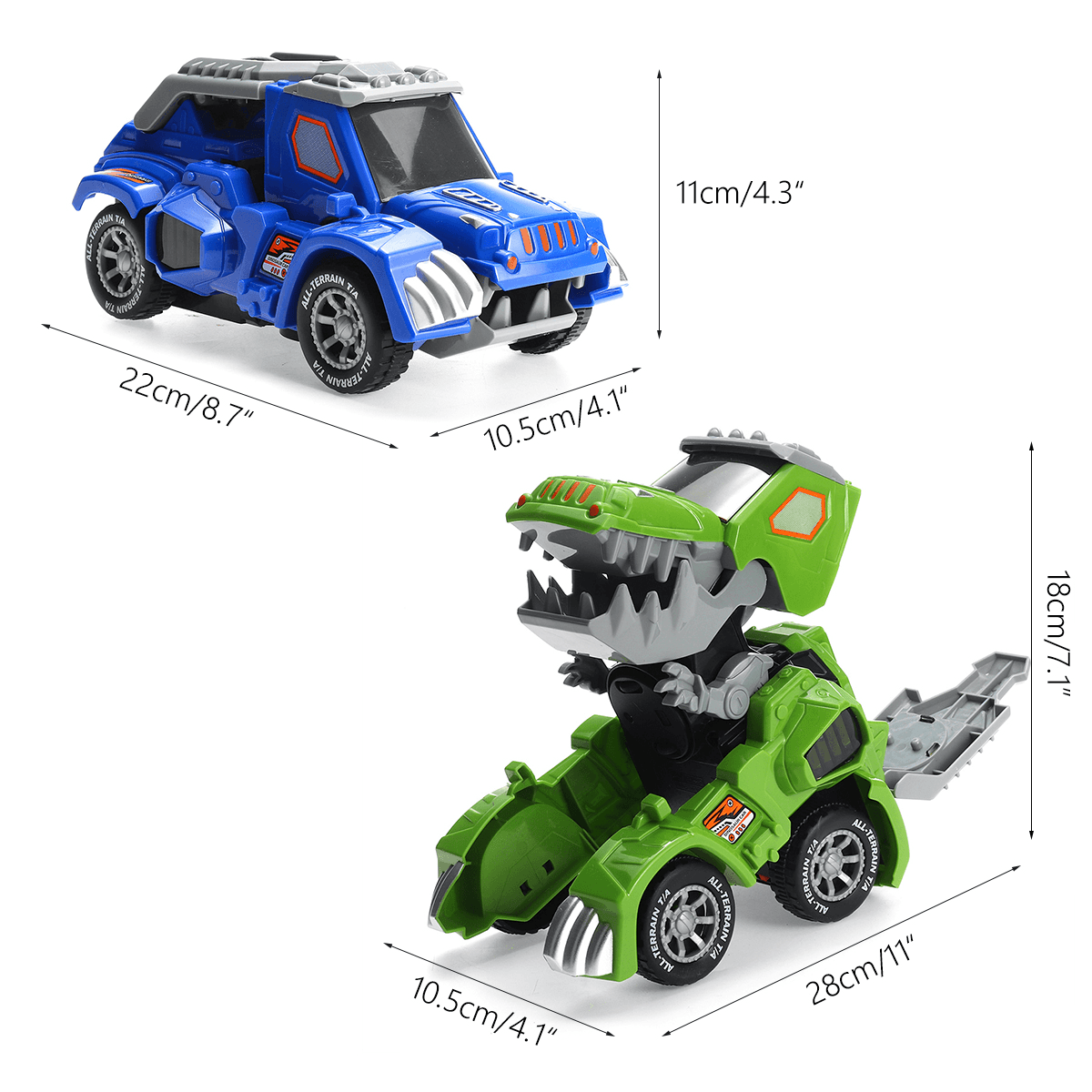 Electric Deform Dinosaur Automatically Turn Car Toy with Music Flashing LED Lights for Kids Gift Collection