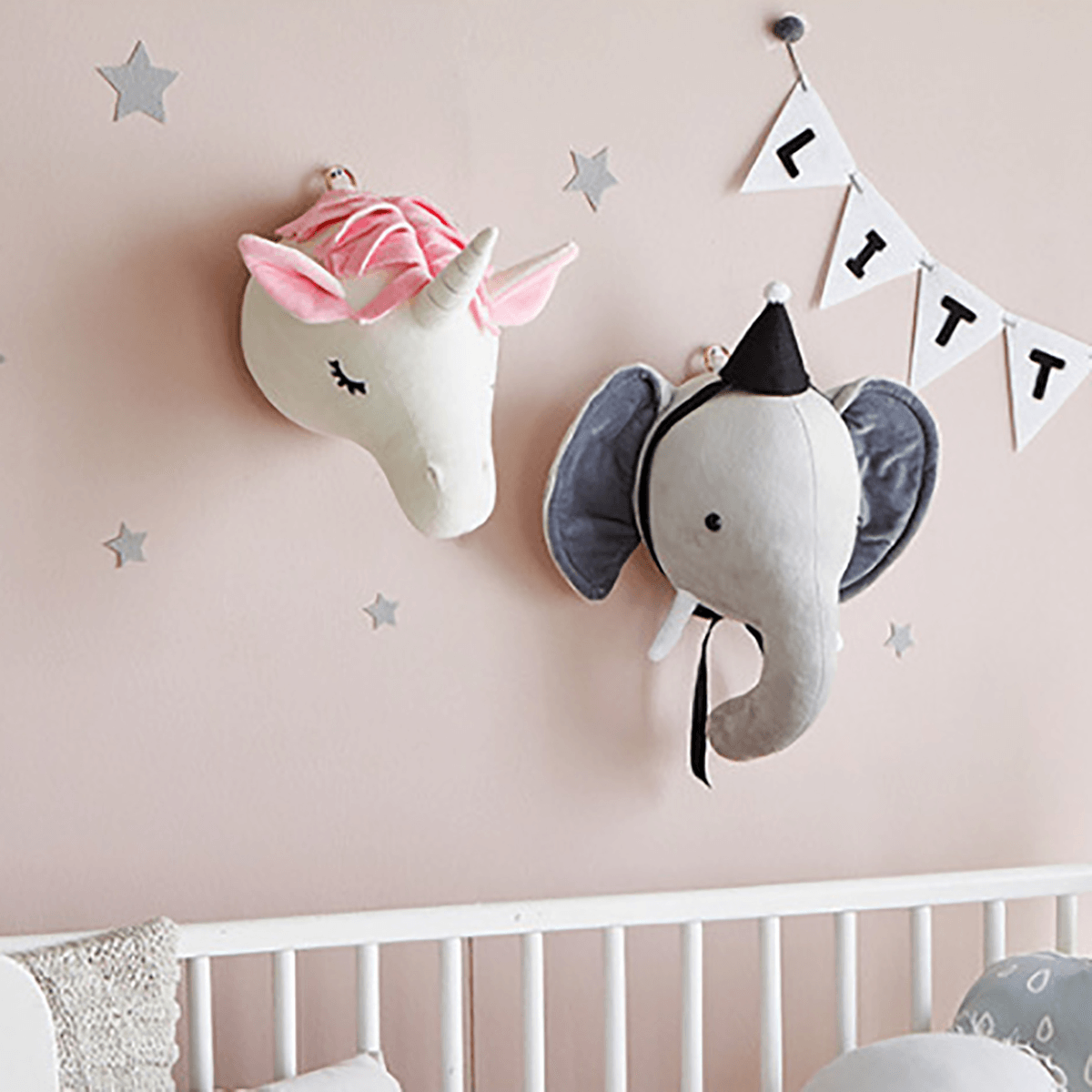 3D Plush Animal Heads Elephant Bear Deer Wall Decor for Children Christmas Birthday Stuffed Plush Toy